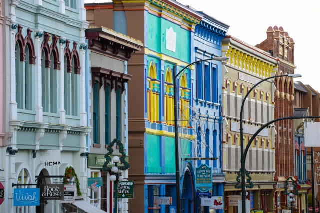 Johnson Street buildings add a colourful touch to the downtown shopping experience